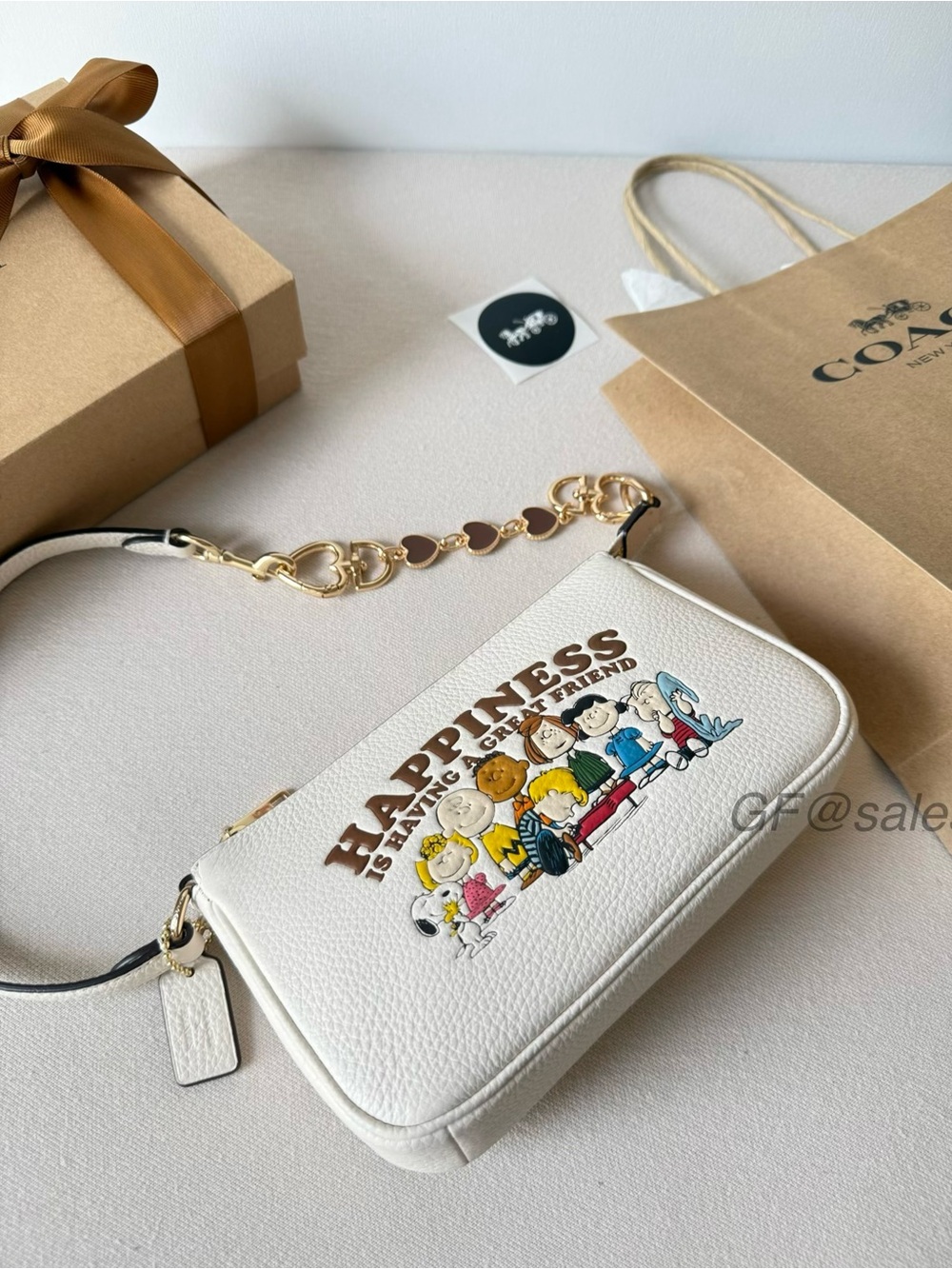 NWT Coach x Peanuts Nolita 19 Chalk Snoopy Collectible Gift Set + Chain CBM76